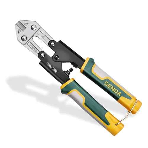 8-Inch Heavy-Duty Wire Cutters and Mini Bolt Cutters Made of Cr-V Steel,Featuring an Ergonomic Soft Non-Slip Grip and a Safety Lock,Small Bolt Cutters for Small Screws,Hooks,Fencing and Steel Wire
