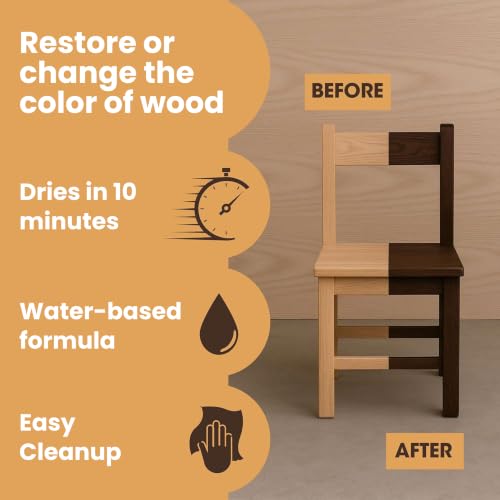 Furniture Clinic 250ml Water-Based Dark Oak Wood Stain - Fast Drying