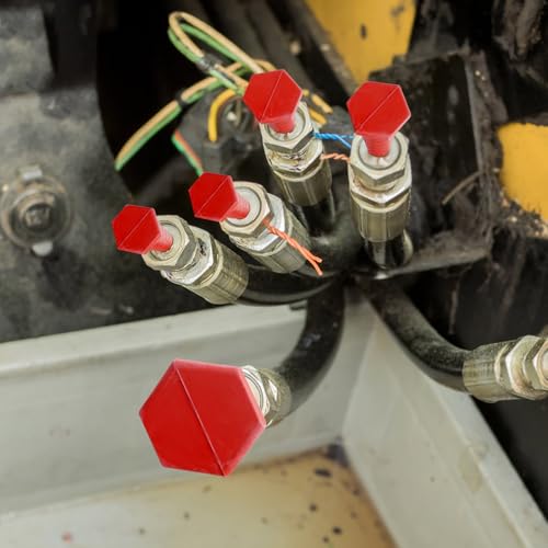 17Pcs Hydraulic Oil Line Plugs Set - Red Rubber Pipe Caps for Maintenance