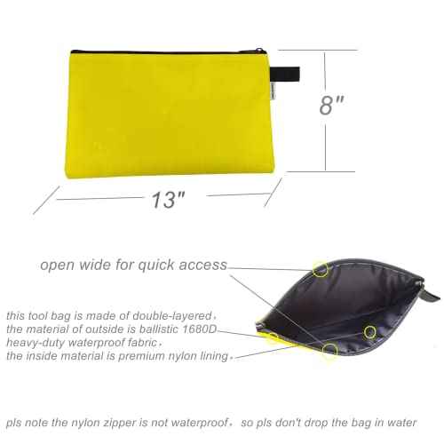 5 Pack Tool Bag Zipper Pouch, Premium Tool Pouch, Utility Multipurpose Storage Organizer Tool Pouches for Tools, Stationary, Pencil Pouch 13"x8"