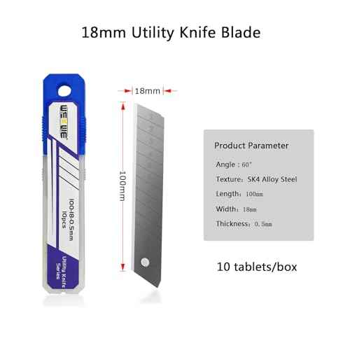 18mm Utility Knife Replacement Blades,60 Degree Snap Off SK4 Steel Blades for Retractable Cutting Knives, Hobby, Craft Knife, Box Cutter 20PCS
