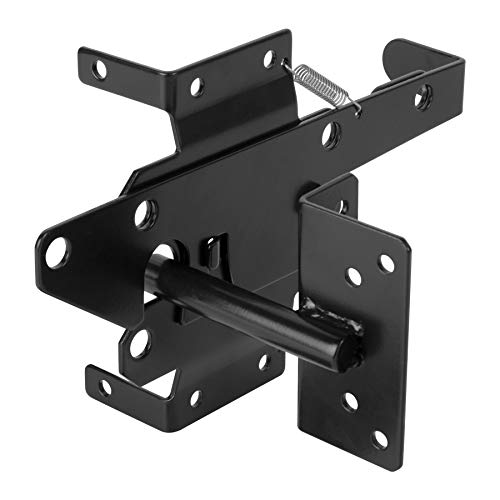 HILLMASTER Black Heavy Duty Self-Locking Gate Latch for Wooden & Metal Fences, Post Mount, 1 Pack