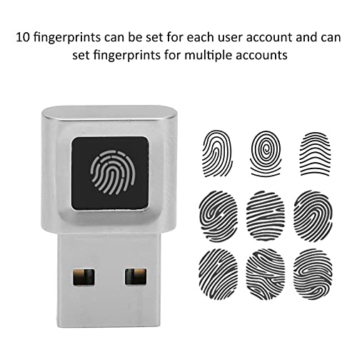 USB Fingerprint Reader, Portable Security Key Biometric Fingerprint Scanner for 10 11 32/64 Bits, 360 Degrees Touch Fast Matching