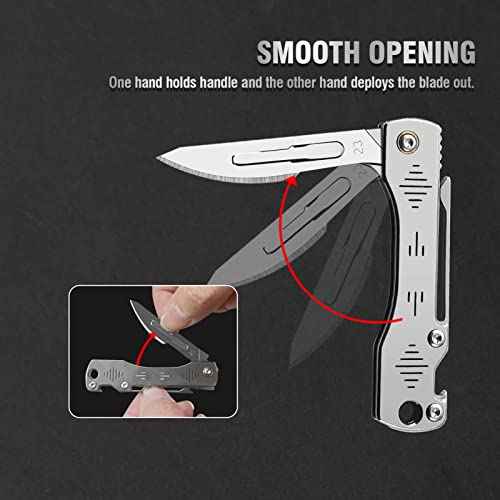 Folding Scalpel Knife, Scalpel Pocket Knife, Scalpels Surgical with 10pcs #23 Replaceable Razor Blades, Bottle Opener - Bread Lame Dough Scoring Tool, EDC Utility Knives, Small Keychain Knives for Men Outdoor Skinning