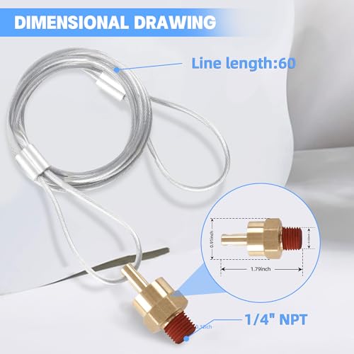 1/4¡± Air Tank Drain Valve Plug with 60¡± Cable, Dazakoot Replace Air Compressor Drain Valve Cable For Semi Trucks - 2pcs