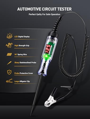 WINAMOO 3V-48V Automotive Digital Voltage Tester with LED Display & Polarity Indicator