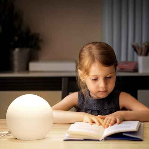 7.8 Inch Ball Table Lamp with Glass Shade Stylish Ball Light Lamp for Bedroom Living Room and Bookshelf Modern Design Perfect for Home Decor, Without Bulb
