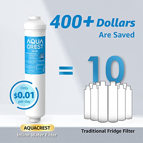 AQUA CREST INL 5-Year Inline Water Filter for Refrigerator & Ice Maker White-INL