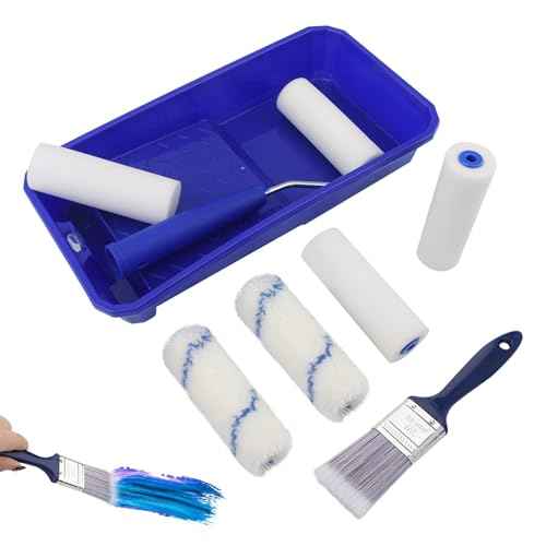 Paint Roller Kit, 9pcs Home Painting Supplies - Paint Brush, Paint Tray, Painting Tools, Roller and Paint Brushes, Durable Wall Painting Kit for Painting Walls, Cabinet, Touch up