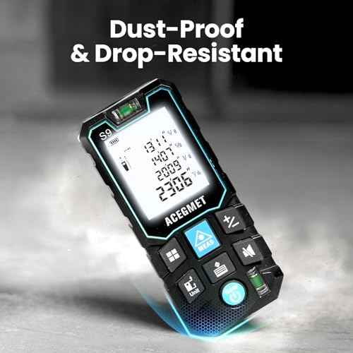 ACEGMET Laser Measure, 229ft/70m Laser Measurement Tool, S9 Room Laser Measuring Tool with 2 Bubble Levels, LCD Backlit Display, IP54 Waterproof, Pythagorean Mode for Distance, Area, Volume