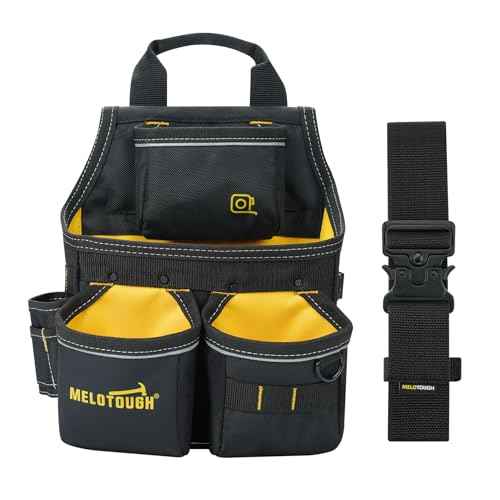 MELOTOUGH Electrician Tool Pouch with Belt,Tool Bag,13 Pockets Small Tool Pouch Designed for Electrician,Carpenter,Construction,Yellow