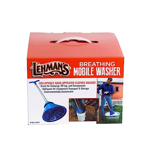 Lehman's Manual Clothes Washer - Portable Hand-Powered Laundry Agitator for Buckets and Sinks