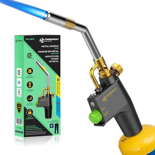 Heavy-Duty Propane Torch Head with Metal Handle & Auto-Igniter - for Propane/MAPP Gas (Cylinder Not Included) - Industrial Torch for Welding, Soldering, Brazing