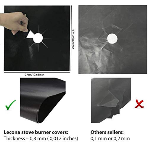 Lecona 10-Pack Gas Stove Burner Liners, Non-Stick Stovetop Protectors 10.6" x 10.6", Reusable & Dishwasher Safe