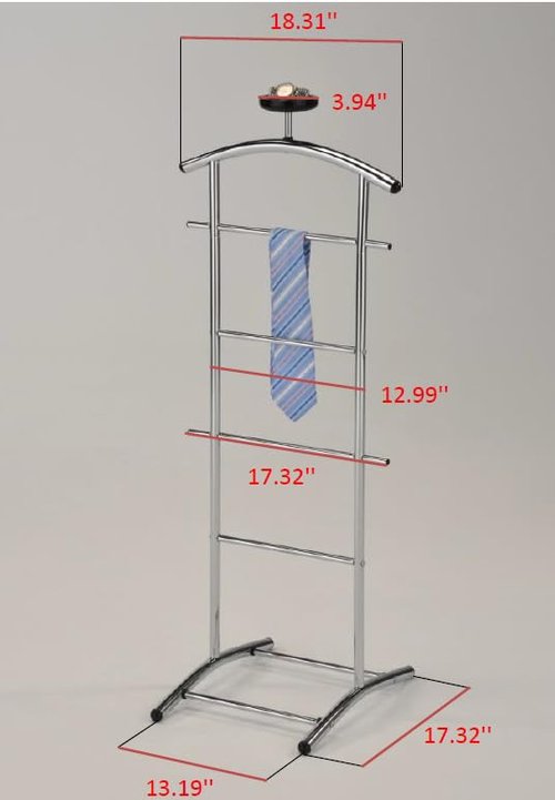 KB Designs - Suit & Tie Freestanding Valet Stand Clothing Organizer Rack, Chrome