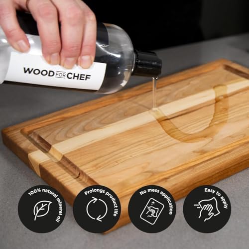 WoodForChef Clear Food Grade Mineral Oil (8.5 oz) | Food Safe for Cutting Boards & Kitchen Utensils