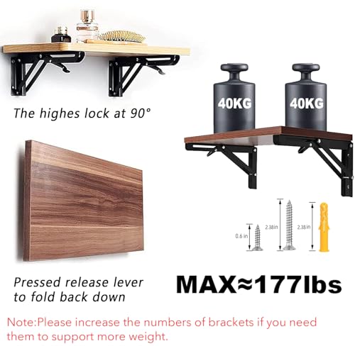 AUTOHJ 16 Inch Metal Folding Shelf Brackets 2 Pack Heavy Duty Stainless Steel