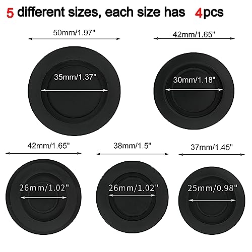 Unlorspy 20 Black Piggy Bank Hole Plugs - 5 Sizes, Reusable Coin Cover Set