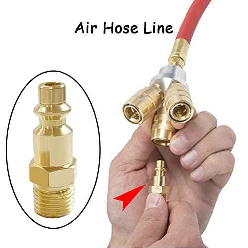 10PCS 1/4 Inch NPT Male & Female Industrial Air Hose Quick Connect Plug Brass Finish Air Compressor Pneumatic Coupler Fitting Adapter