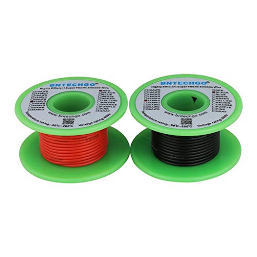 BNTECHGO 22 AWG Silicone Wire - Red & Black, 25ft Each, Tinned Copper, High Temp Resistance