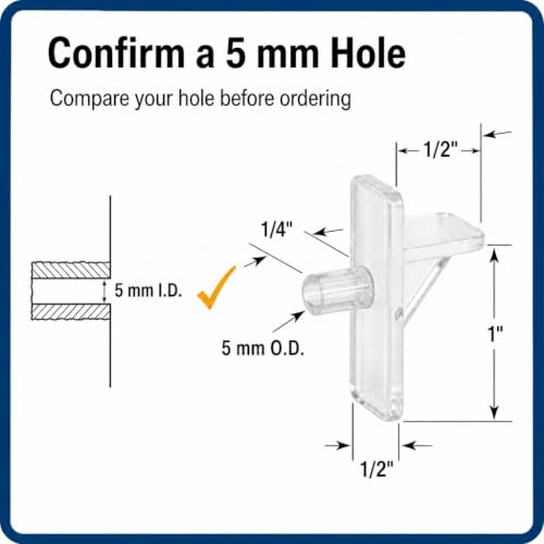 Prime-Line EP 9384 Clear Plastic Shelf Support Pegs 12 Pack for Cabinets