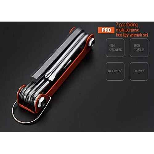 Edward Tools Folding Allen Wrench Set with Phillips and Flathead Screwdriver - Metric Hex Key Wrench Sizes - Heavy Duty Chrome Vanadium Steel - Compact Fold Away Design