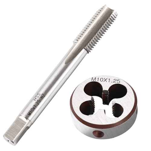 M10 x 1.25 Metric Thread Tap and Die Set, M10 x 1.25mm High-speed Steel Machine Tap Die Set Right Hand