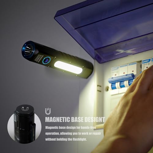 WARSUN SQ03 EDC Pocket Flashlight - Rechargeable 1000 Lumen LED Flashlight with Clip, Magnetic Base, Type-C Charging, Waterproof Aluminum Alloy Body for Camping, Hiking, Night Walks, Home Use