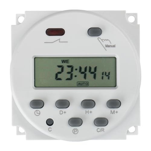 Baomain CN101A 12V Digital Programmable Timer Switch without Cover, 16A Weekly Relay