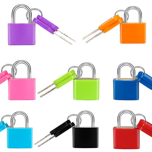 8 Pcs Suitcase Locks with Copper Keys Protect Your Belongings with Febwind's Set of 8 Mini Padlocks Multicolor Durable Locks for Suitcases Backpacks Boxes Cabinet and Laptop Bags