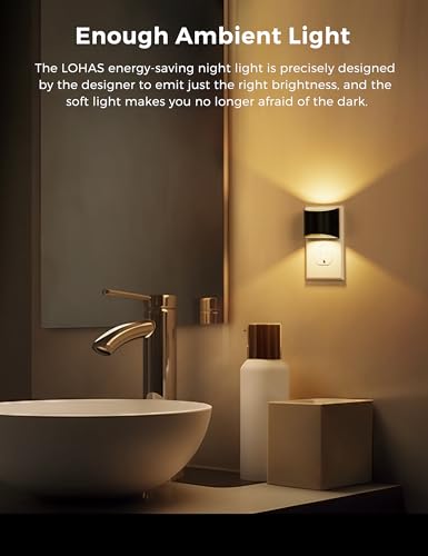 Black 2-Pack Dusk to Dawn LED Night Lights, Soft White 3000K, Wall Plug-In