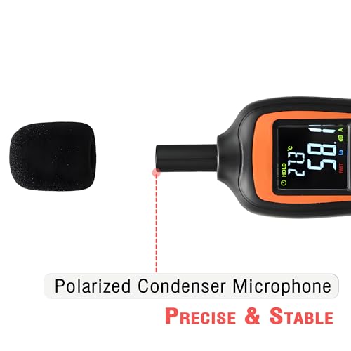 V·RESOURCING Decibel Meter 35-135dB Orange & Black with Temp, Fast/Slow, Max/Min & Data Hold