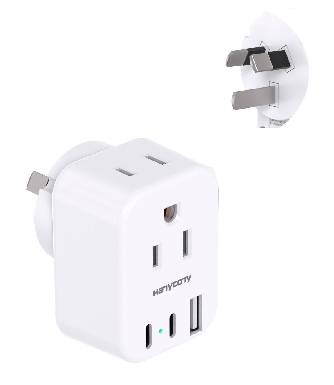 HANYCONY US to Australia New Zealand Power Plug Adapter, Type I Adapter Plug 2 Outlets 3 USB Ports(2 USB C), Australia Travel Plug Adapter for USA to Australian AU China Argentina Fiji Essentials