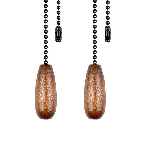 2pcs Wooden Ceiling Fan Pull Chain Set Retro Style Pendant Switch Extension