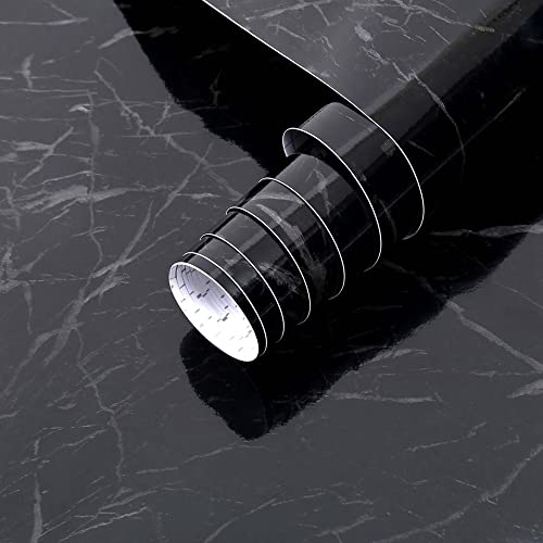 Arthome Black Marble Peel and Stick Wallpaper 17x120 Inches - Self-Adhesive, Removable, Waterproof Vinyl for Cabinets & Walls