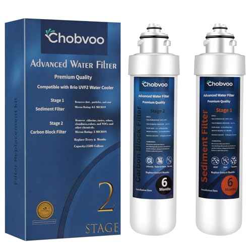 2 Stage Water Filter Replacement for Brio¢ç NFMCTO5MS2 and NFMPP5M, Compatible with The UVF2 Series Models of Brio¢ç Bottleless Water Cooler Dispensers, 1500 Gallons, Leak-free, 2 Counts