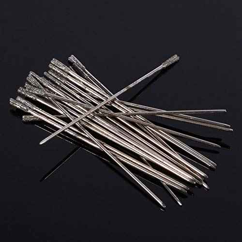 Drill Bits-20PCS 1mm Diamond Coated Lapidary Drill Bits Solid Bits Needle for Jewelry Agate
