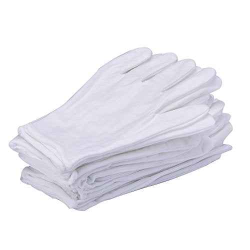 lasenersm 12Pcs/6 Pairs 8.27 Inches White Cotton Gloves Work Gloves One Size