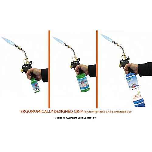 Flame King FK8500CGA High Intensity Propane Torch Head for Soldering, Brazing, Plumbing, Lighting Charcoal/Fire Pits, Compatible with 1LB Cylinders, MAPP, and MAP-PRO