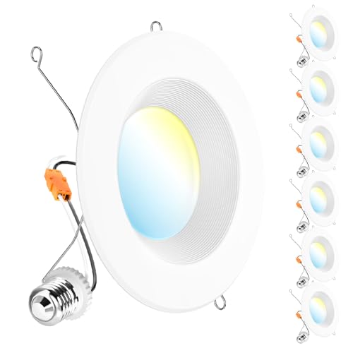 Sunco 6 Inch Retrofit LED Recessed Lights 5CCT Dimmable 13W 100W Equiv, 6-Pack, Selectable Color Temperature