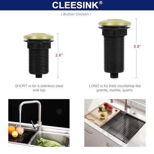 CLEESINK Brushed Gold Long 3.5-Inch Garbage Disposal Switch Button for Food Waste Disposer