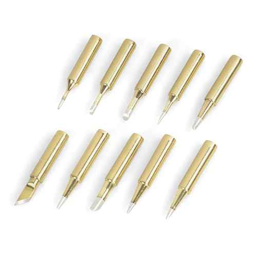 Soldering Iron Tips 900M Solder Lead-free Tips 10pcs for HAKKO 936,937,907 Atten, Quick,Ryobi, Aoyue, Yihua,Vastar,Sywon,Tabiger,SOAIY and X-Tronic Solder Gun/Station (Gold)