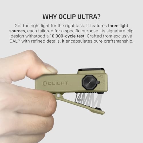 OLIGHT Oclip Ultra Rechargeable EDC Flashlight with UV Light - Olive Green