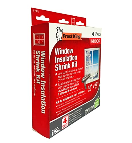 Frost King V73/4T Indoor Window Insulation Kit 42"W x 62"T, 4-Pack Clear Film