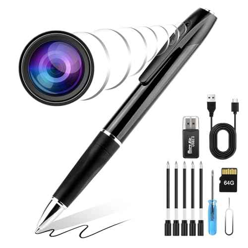 1080P Mini Pen with Video- One Button Surveillance, 64GB Nany Camera Invisible Body Cam, Taking Photo Ideal for Home Security