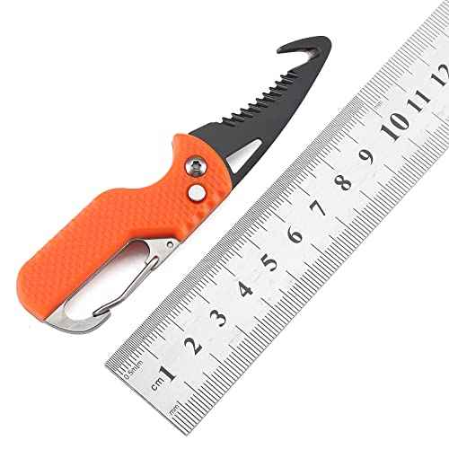 2 PACK Mini Folding Keychain Knife, Box/Seatbelt Cutter, Portable Rescue Knife, Orange and Black, 4.3 inch
