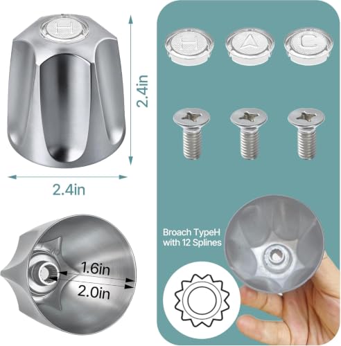 Ayxwkyfc 3 Pack Chrome Tub Knobs Replacement Set for Pfister Verve Shower Handles