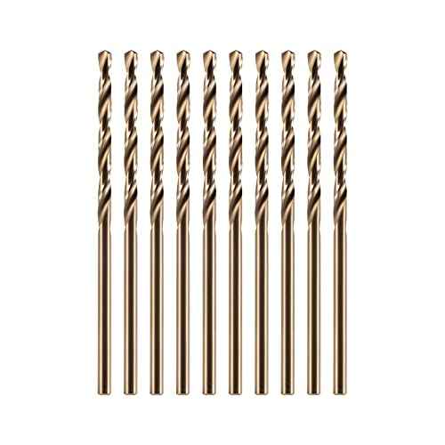 amoolo 1/16" inch Cobalt Drill Bits(10Pcs), M35 HSS Metal Jobber Length Twist Drill Bit Set for Hard Metal, Stainless Steel
