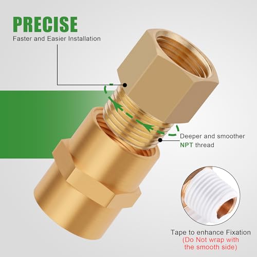 5PCS Brass Pipe Fittings Adapter 1/2" NPT Male x 1/2" NPT Female Reducer Set