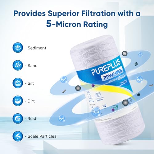 PUREPLUS 5 Micron Water Filter Cartridges 2 Pack for Whole House Well Water